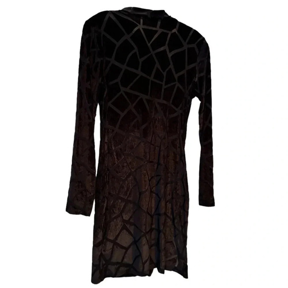 NEW Women’s Sexy Sheer Mesh Boydcon Midi Dress See Through Printed Long Sleeve - Picture 8 of 8